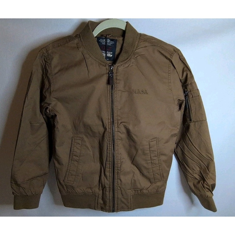 Youth Unisex Winter Jacket With Embroidered NASA Size 8 Light Brown In Color New